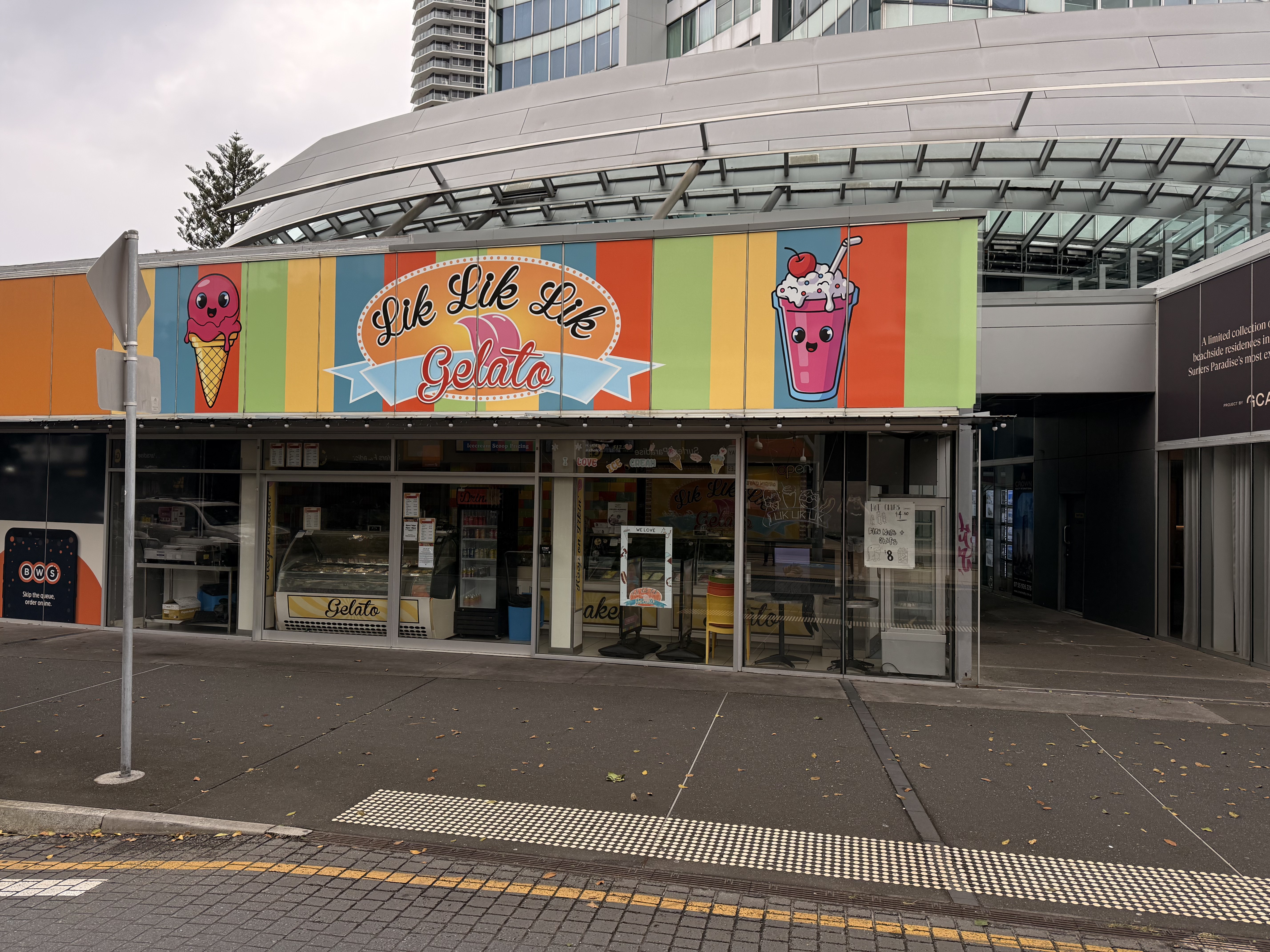 Lik Lik Lik Gelato shopfront in Surfers Paradise