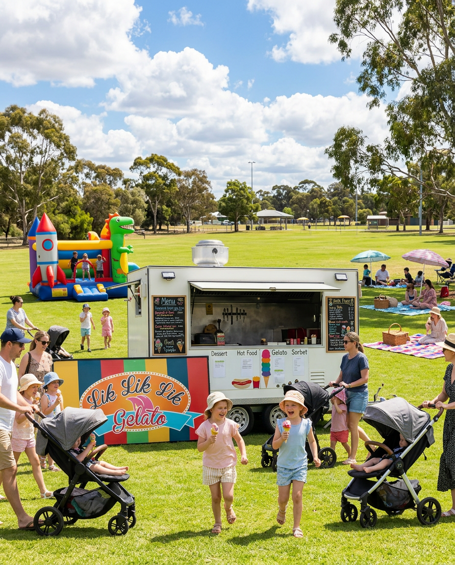 Lik Lik Lik food truck serving a family fun day in a park