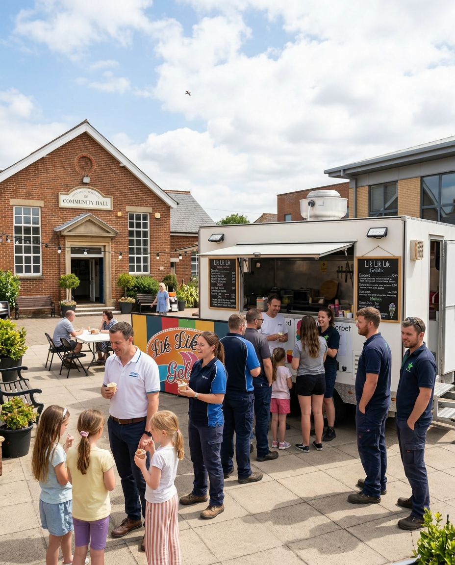 Lik Lik Lik food truck serving a mixed workplace and community event outdoors