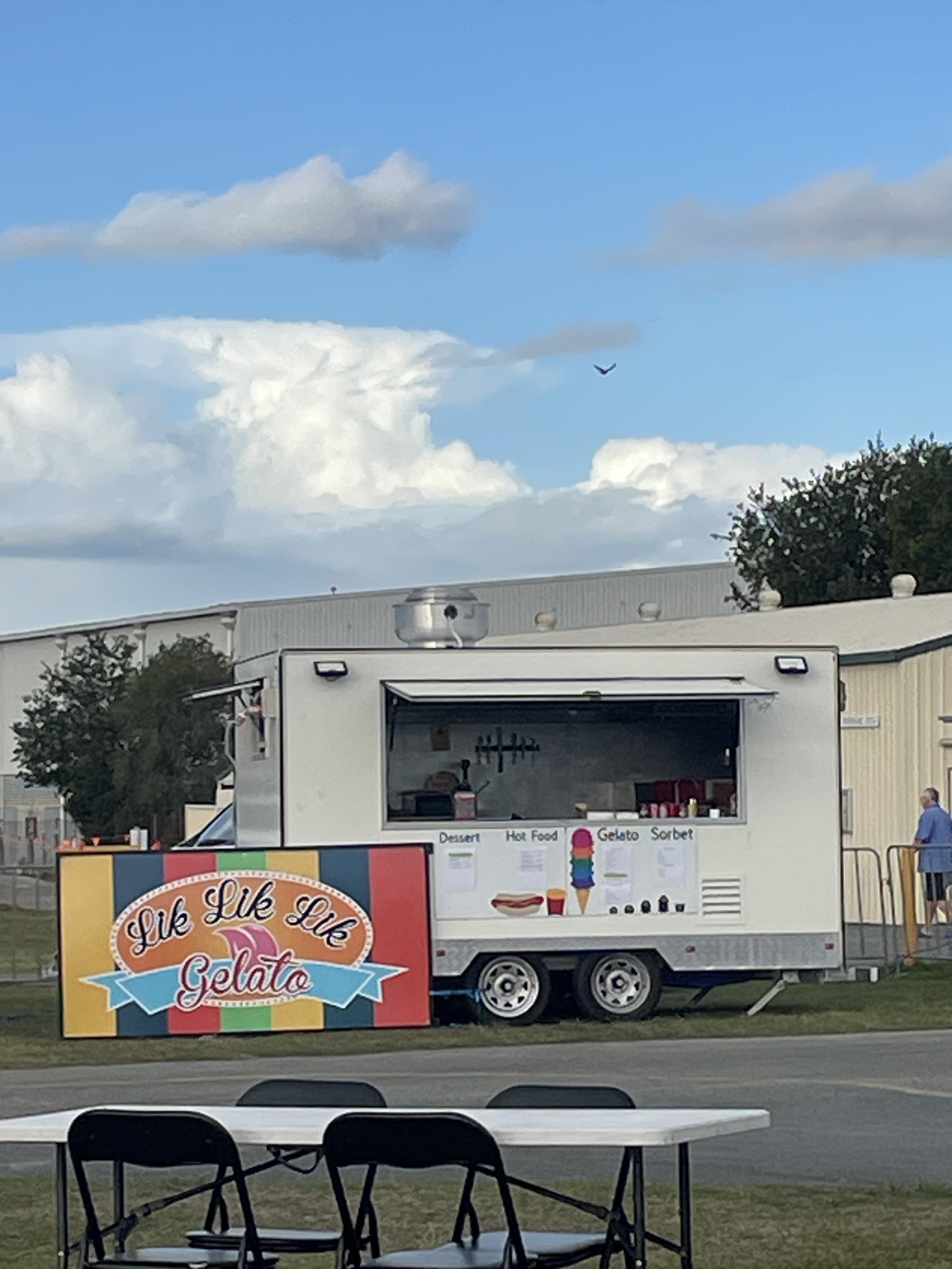 Trailer at a community event with seating out front