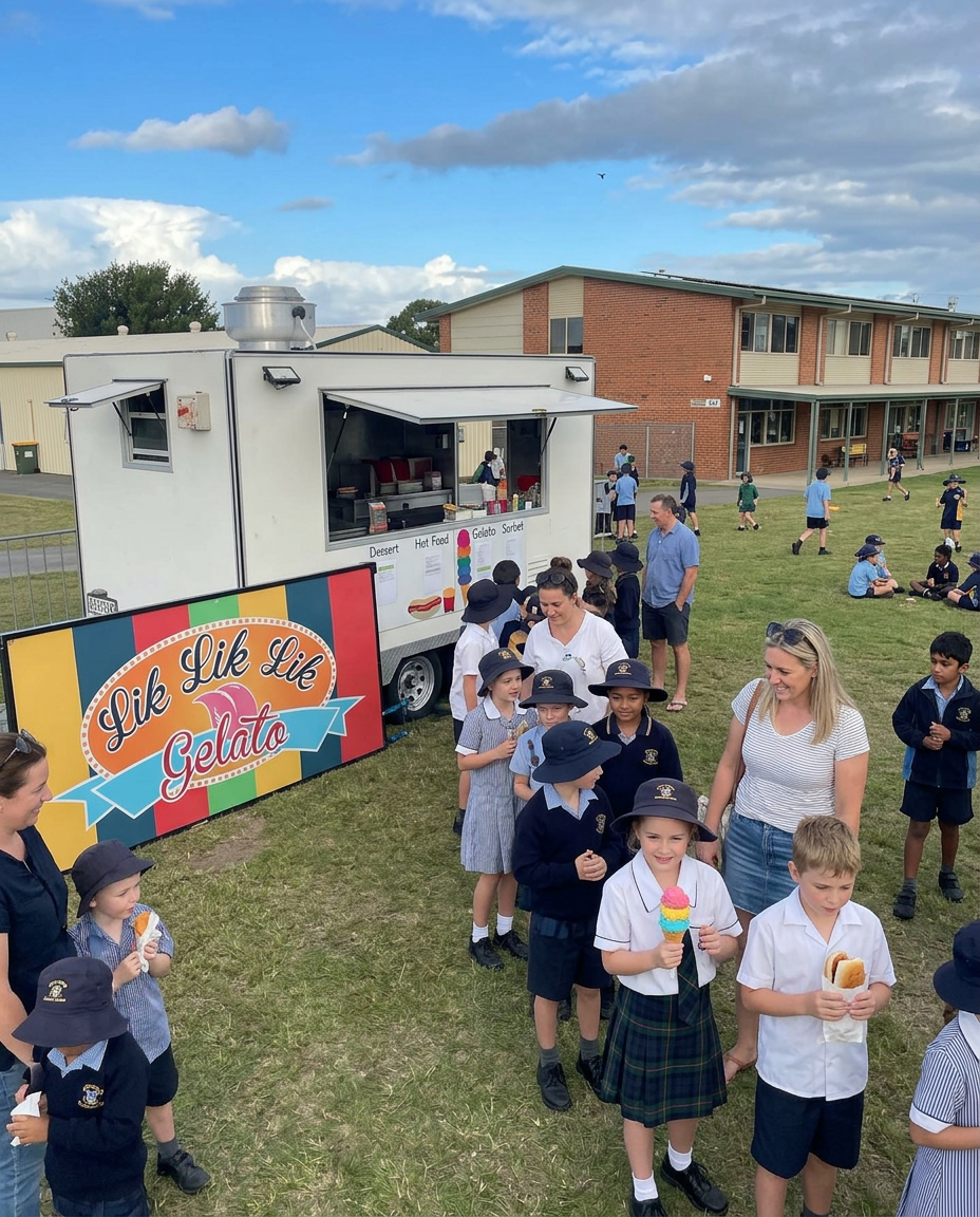 Lik Lik Lik food truck serving students and families at a school function